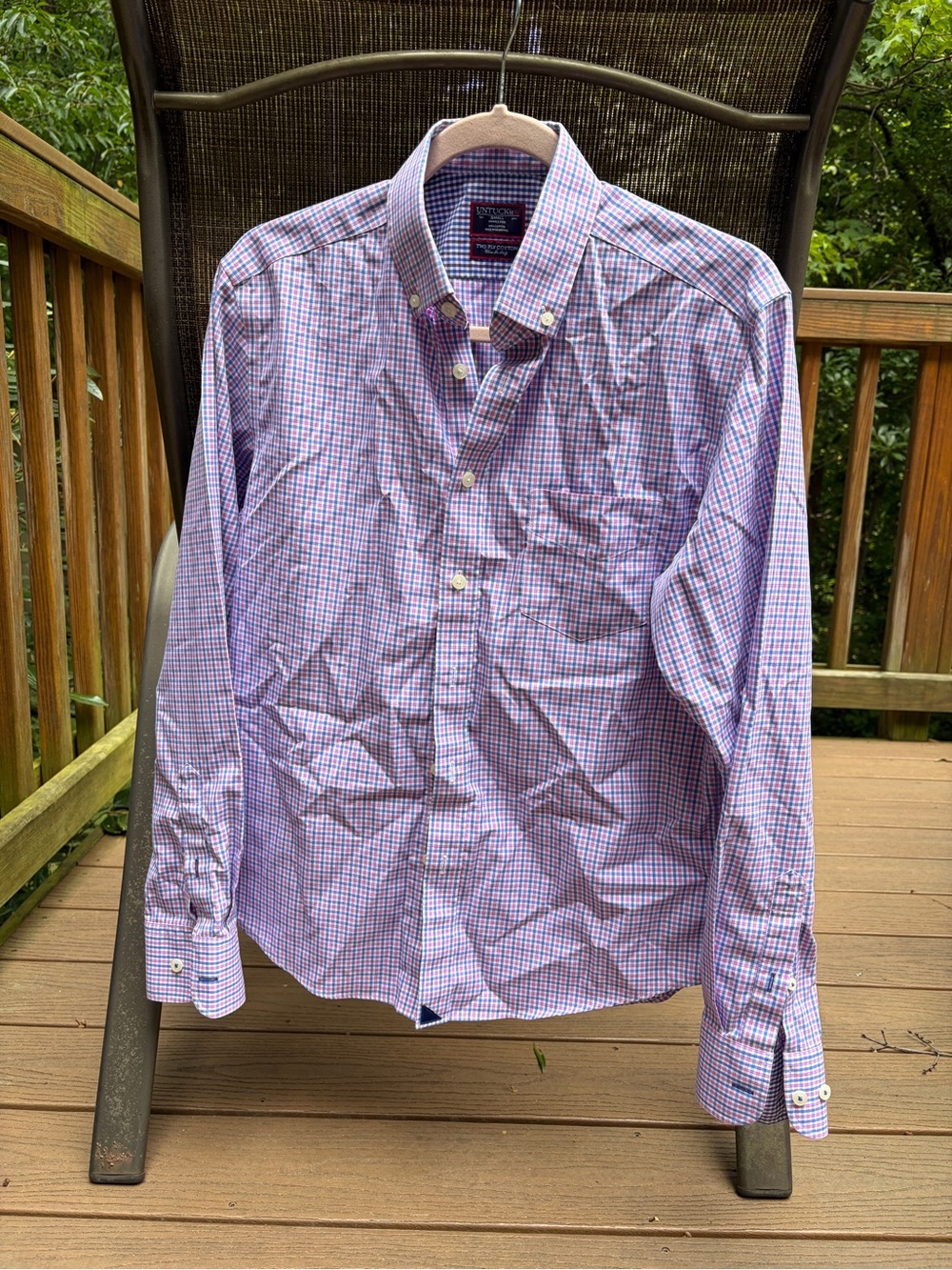 UNTUCKit Men’s Blue and Pink Check Button-Down Shirt